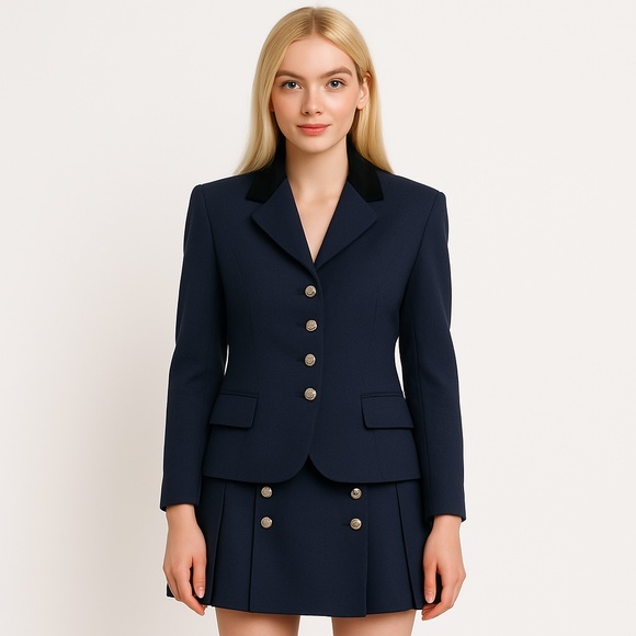 Jones New York Navy Blazer & Pleated Skirt Set (2-Piece Suit)Size 8 & 6 - Picture 1 of 13